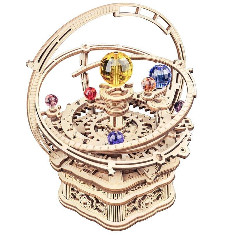 Fully assembled wooden solar system orrery with colorful planet beads, a kinetic desk display for astronomy and space fans Deluxe Wooden Orbital Precision Wooden Classic
