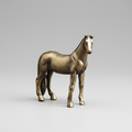 Solid copper horse figurine with an antique bronze patina, a zodiac miniature statue for desk decor and feng shui display