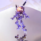 3D metal astronaut rabbit model kit with glowing LED lights on a display base, a steampunk cyberpunk desk collectible With Base