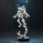 Steampunk metal rabbit sculpture with detailed gears and rivets, a 500 piece cyberpunk model kit for adult builders Without Base