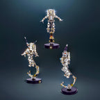 Assembled astronaut rabbit collectible with LED lighting, an intermediate 3D metal puzzle for teens and modelers With Base