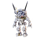 500 piece stainless steel astronaut rabbit shown without the base, a mechanical cyberpunk space model for a shelf Without Base