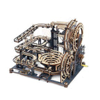 Space themed marble machine that assembles without glue into an engineering display for a home office desk Marble Spaceport Link Pack
