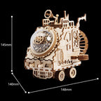Steampunk spaceship model covered in brass gears and pipes, a Victorian wooden kit and desk display for steampunk fans