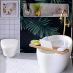 Miniature spa bathroom with a freestanding bathtub and palm decor, a 1:24 modern loft dollhouse kit for hobbyists