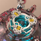 Metal crab kit inner gear mechanism in a red shell, a precision stainless steel model building set for adult sci fi collectors Red