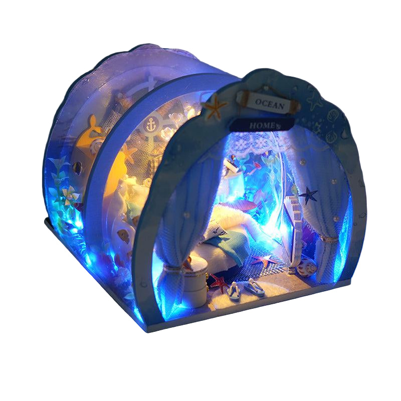 Deep sea secret miniature dollhouse kit at 1:24 scale, an underwater ocean themed room diorama for desk display