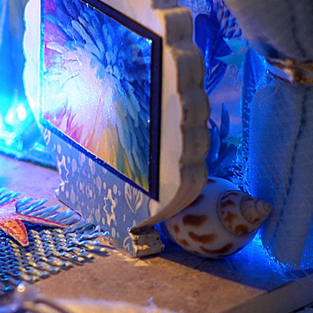 Finished underwater diorama room box that doubles as nautical desk decor and a deep sea shelf display piece at home