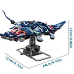 Devil fish building blocks model with a 24cm wingspan for desk and shelf display, mechanical manta ray kit for teens 14 up