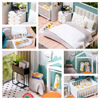 Wooden DIY model house kit that builds a cozy miniature room to display on a shelf, table, or desk at home