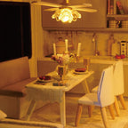 Miniature apartment model kit for adults with LED lights and a music box, a detailed handmade birthday gift idea Time Apartment Set + Music Box