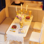 Collectible miniature dollhouse kit with a music box and soft lighting for desk decor and hobby display shelves Time Apartment Set + Music Box
