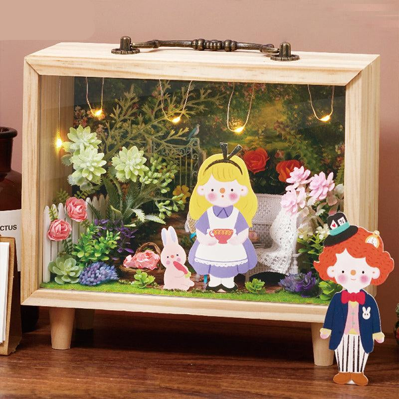 Screen-free craft kit for adults and teens that builds patience and fine motor skills through miniature model making Aromatic Bakery and Sunflower Garden designs.