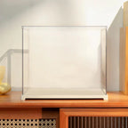 Dust proof dollhouse display box with a hinged front door for cleaning and rearranging protected miniature builds
