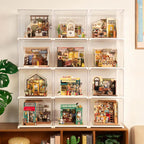 Universal fit dollhouse display box in clear acrylic for diorama scenes and finished miniature model showcases
