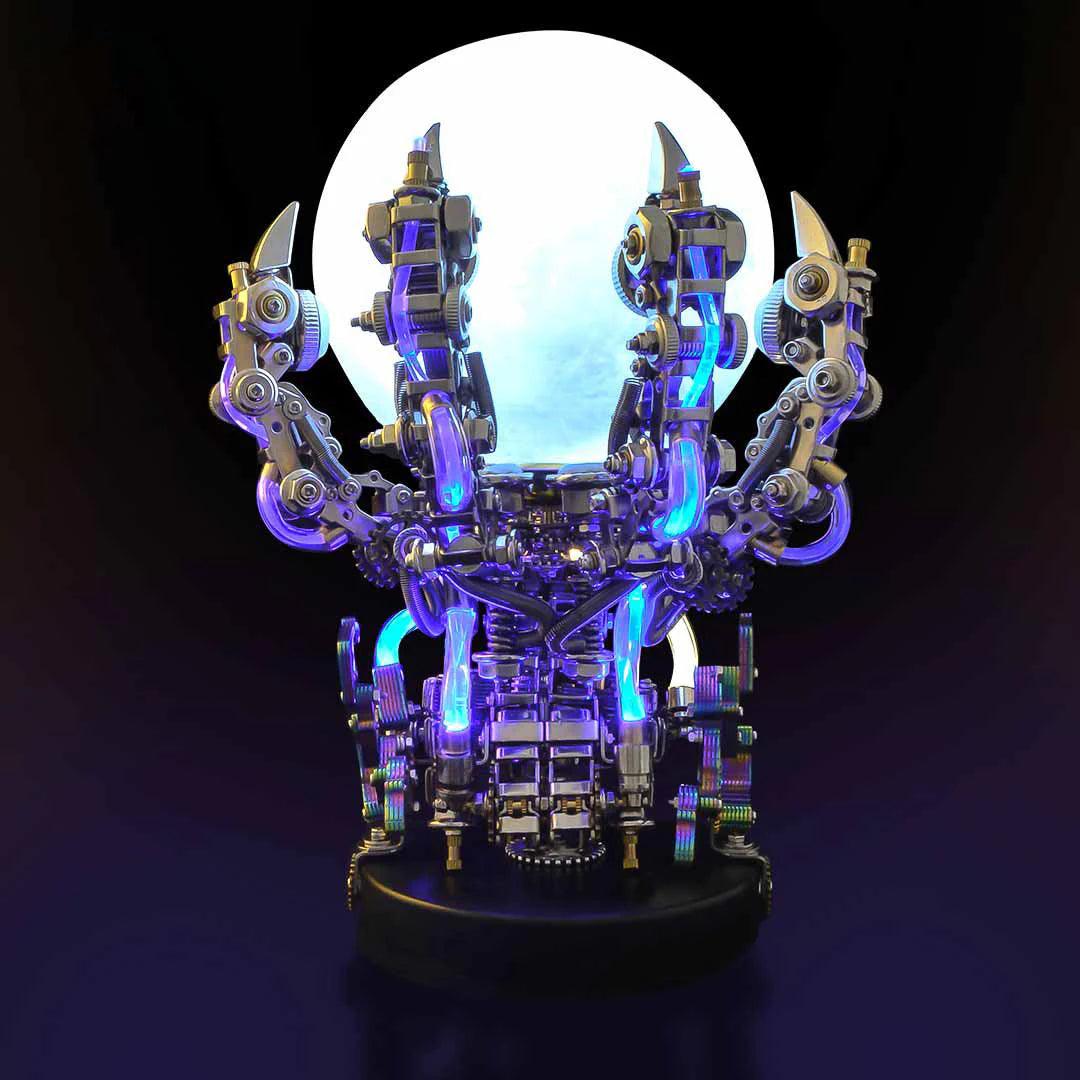 Mechanical punk dragon claw metal sculpture with over 1000 stainless steel parts for fantasy desk decor and shelves