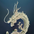 Metal dragon puzzle kit that assembles a winged mythical creature for adult hobby building and shelf display Light Green