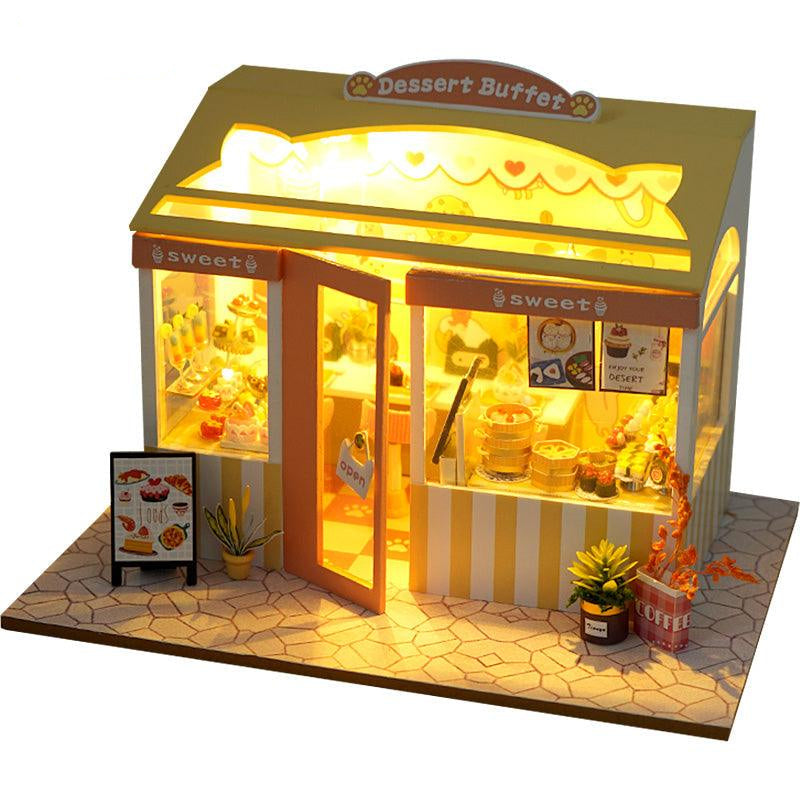 Finished dessert buffet dollhouse in 1:24 scale as a birthday or Christmas gift for miniature and baking model fans Delicious cake