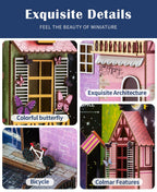 Hand-built Colmar diorama with a bicycle, timber-framed houses and fine miniature architecture in a DIY book nook kit