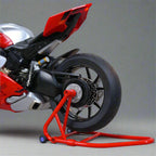 Ducati Panigale V4R model rear end with single sided swingarm and race shock, a 1:6 diecast superbike replica for display