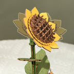 Detailed wooden sunflower with layered petals, a 3D puzzle flower for home decor and a mindful screen-free crafting hobby Sunflower