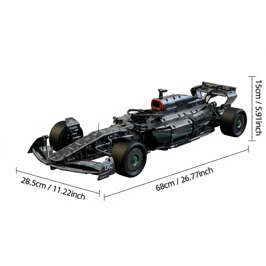 F1 Formula Racing 1:8 scale model car building set measuring 68cm long with 1724 pieces for adult builders and fans