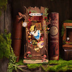 Alice in Wonderland book nook kit as a craft gift for readers, fantasy fans, and miniature diorama hobbyists to build
