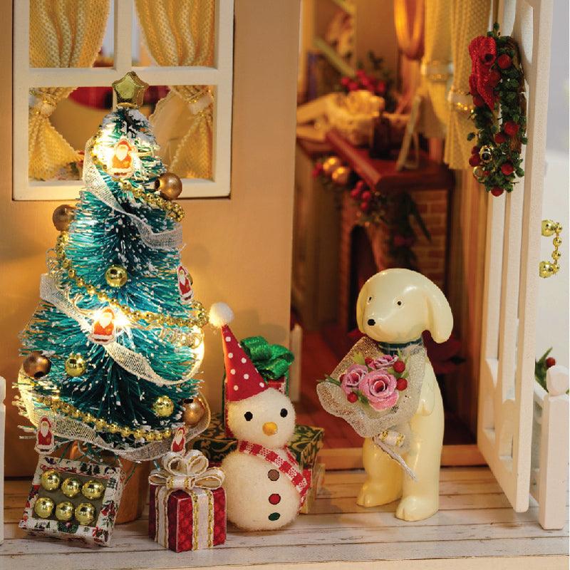 Built in music box miniature Christmas kit, a relaxing craft project and handmade gift for hobby builders