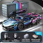 Blue cyber edition supercar kit with drive motor, servo steering and remote, a 1:14 buildable RC racing car to build and drive