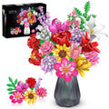Flower bouquet building set with 18 everlasting blooms that snaps into lasting home decor and a craft gift for her