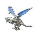 Blue winged 3d metal dragon puzzle with movable articulated wings, a mechanical model built from 630 metal pieces Blue