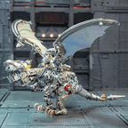 Colorful iridescent dragon metal model as a shelf centerpiece and desk display for fantasy fans and dragon lovers Colorful