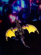 Colorful winged metal dragon sculpture with a bright wing finish, a collectible 3d metal puzzle for adult builders Colorful