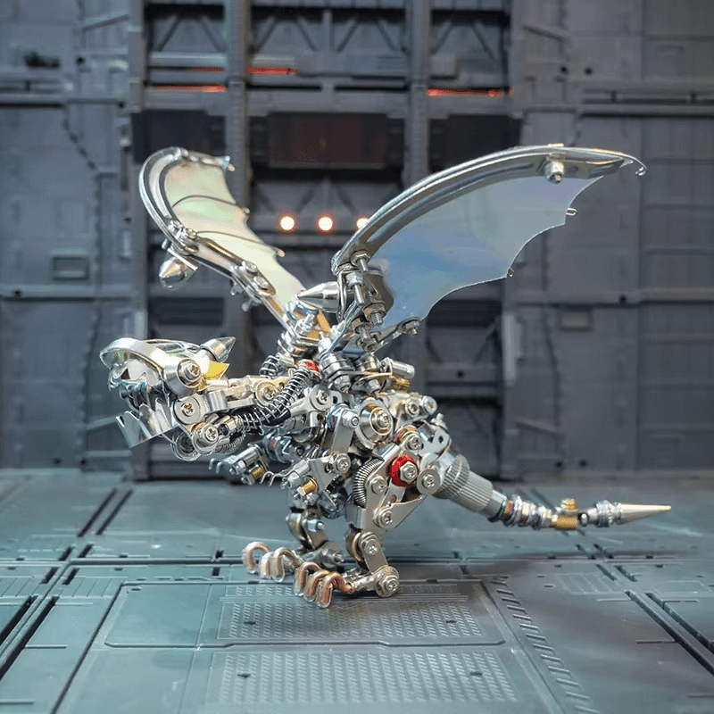 Colorful winged metal dragon puzzle kit with assembly tools included, a mechanical model for adult hobby builders Colorful