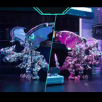 Metal dragon 3d puzzle shown in blue and purple red winged finishes, a mechanical model kit built for dragon fans Blue Purple Red