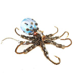 Metal octopus lamp with a blue galaxy orb and a 16 color remote LED base as steampunk desk decor for adult builders Galaxy Light Sky Light
