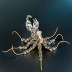 Detailed mechanical octopus metal model with copper and steel gears and eight jointed tentacles for adult collectors Star light Moon light