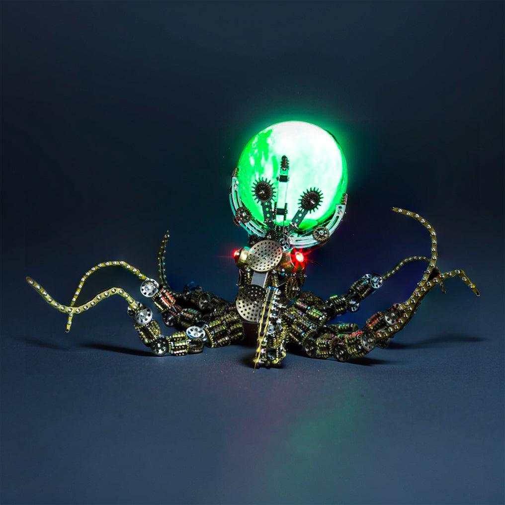 Metal kraken model kit as a birthday and holiday gift for men who build mechanical steampunk puzzles and sea creatures Moon light Galaxy Light