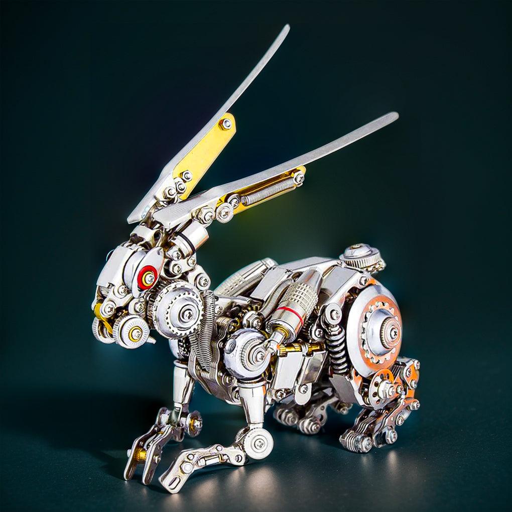 Metal rabbit kit that assembles with screws and no glue so the finished figure stays rigid for permanent display Multicolored Primary