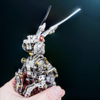 Advanced 500 piece metal rabbit standing 19 cm tall as a shelf centerpiece for steampunk and animal puzzle fans Multicolored Primary