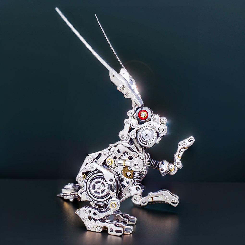 Mechanical rabbit made from stainless steel and alloy with a punk machine built look for desk and office decor Multicolored Primary