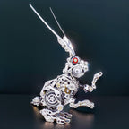 Mechanical rabbit made from stainless steel and alloy with a punk machine built look for desk and office decor Multicolored Primary