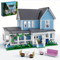 Assembled Gilmore Girls house from Stars Hollow in blue and white, a two floor building block model and gift for TV fans