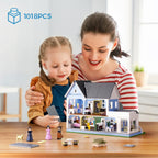 Building the Gilmore Girls house set together at home, a hands on construction block toy and collectible gift for TV fans