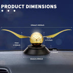 Gold snitch with dimensions on a dark background