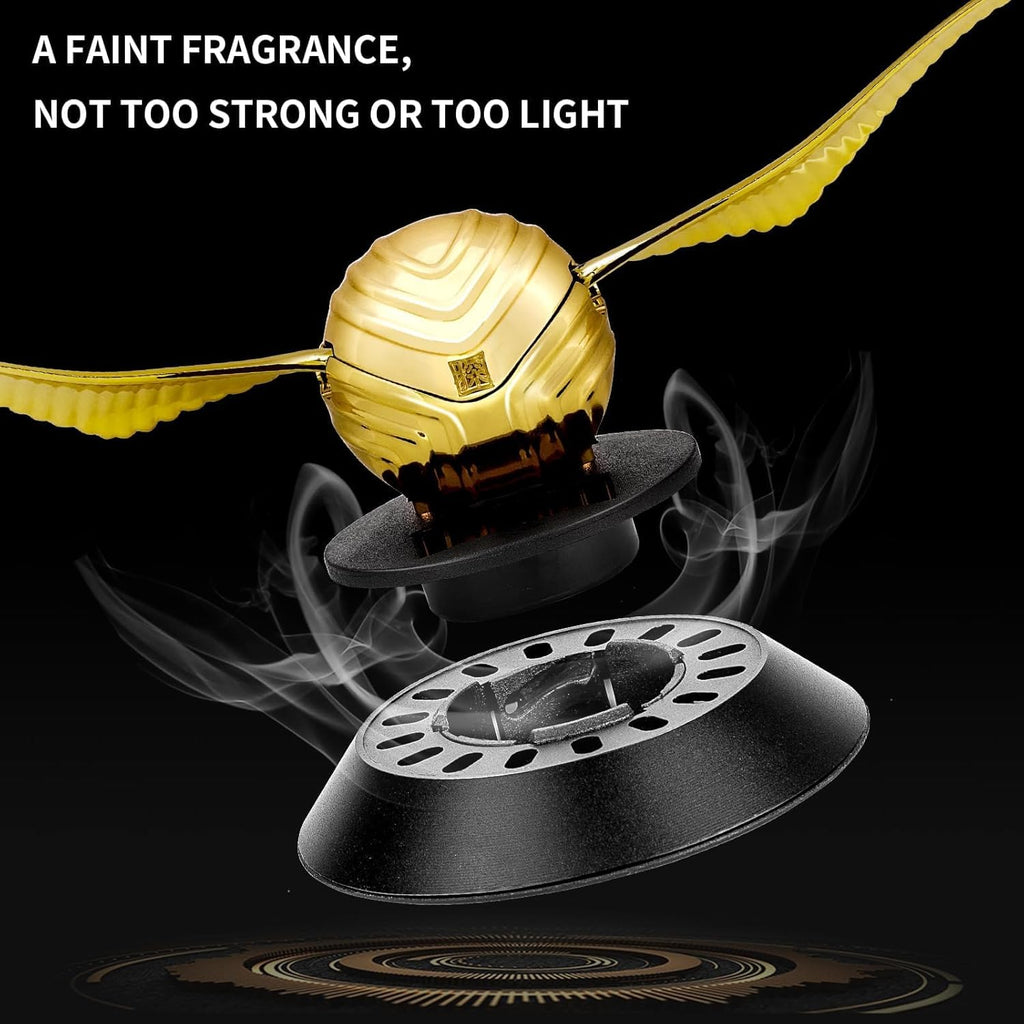 Golden Snitch Solar Car Air Freshener Dashboard Ornament with Flapping Wings for Wizard Fans