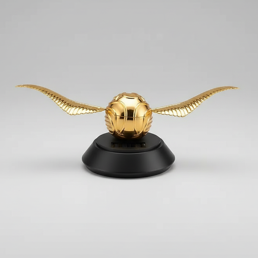 Golden Snitch Solar Car Air Freshener Dashboard Ornament with Flapping Wings for Wizard Fans