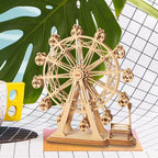 Assembled ferris wheel puzzle styled as home decor, a screen-free rotating model gift for teens, adults, and collectors