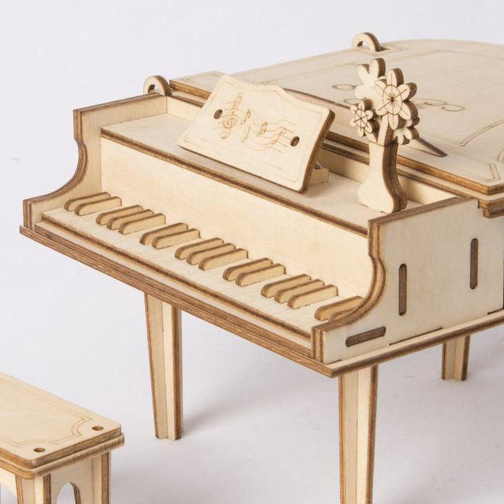 Wooden grand piano model kit as a birthday and holiday gift for music lovers, elegant desk decor for a studio or music room