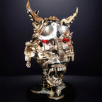 Hannya mask metal model kit assembled by screw and rod with no glue, a roughly 18 hour project for adult hobbyists